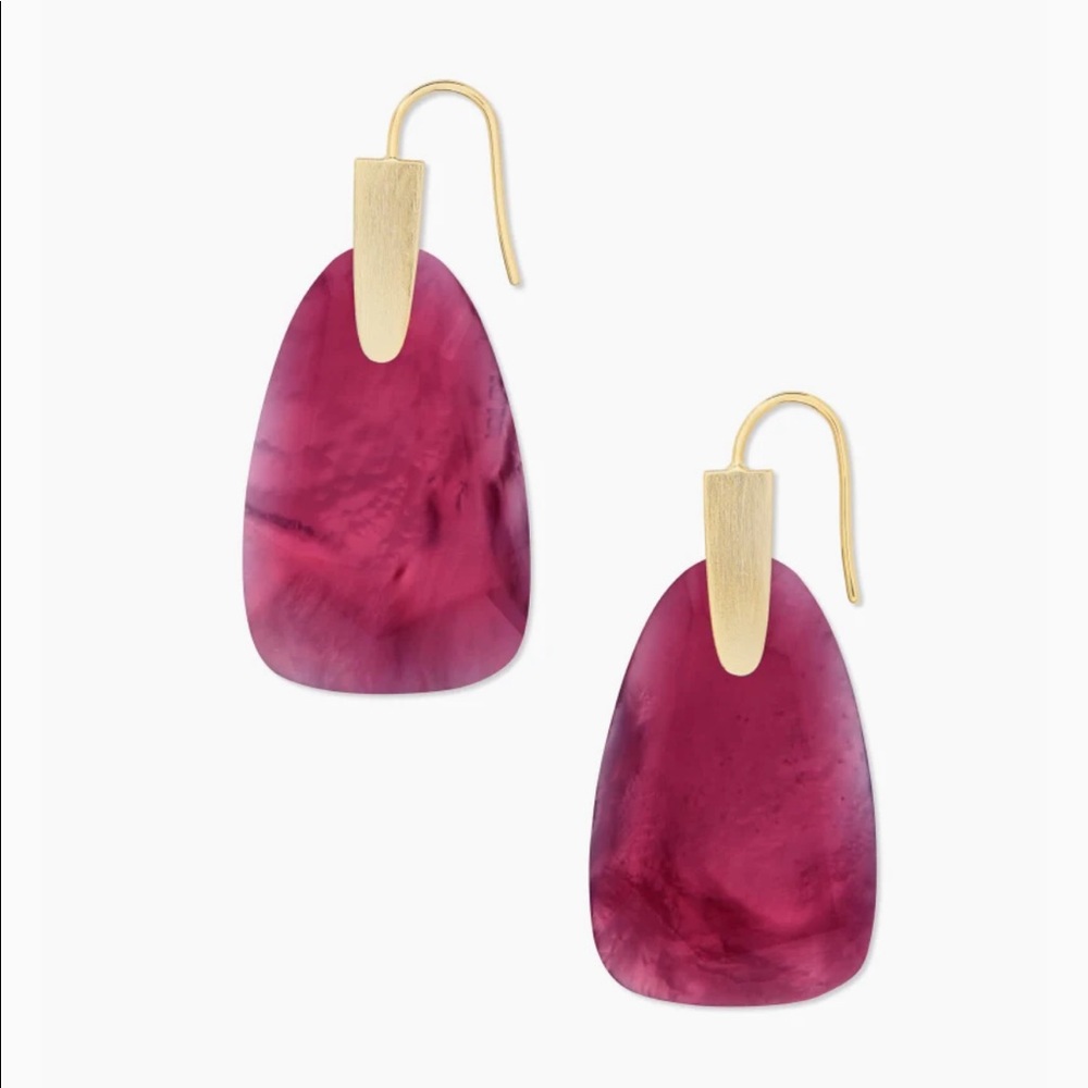 NWOT Kendra Scott Marty Gold Drop Earrings In Berry Illusion